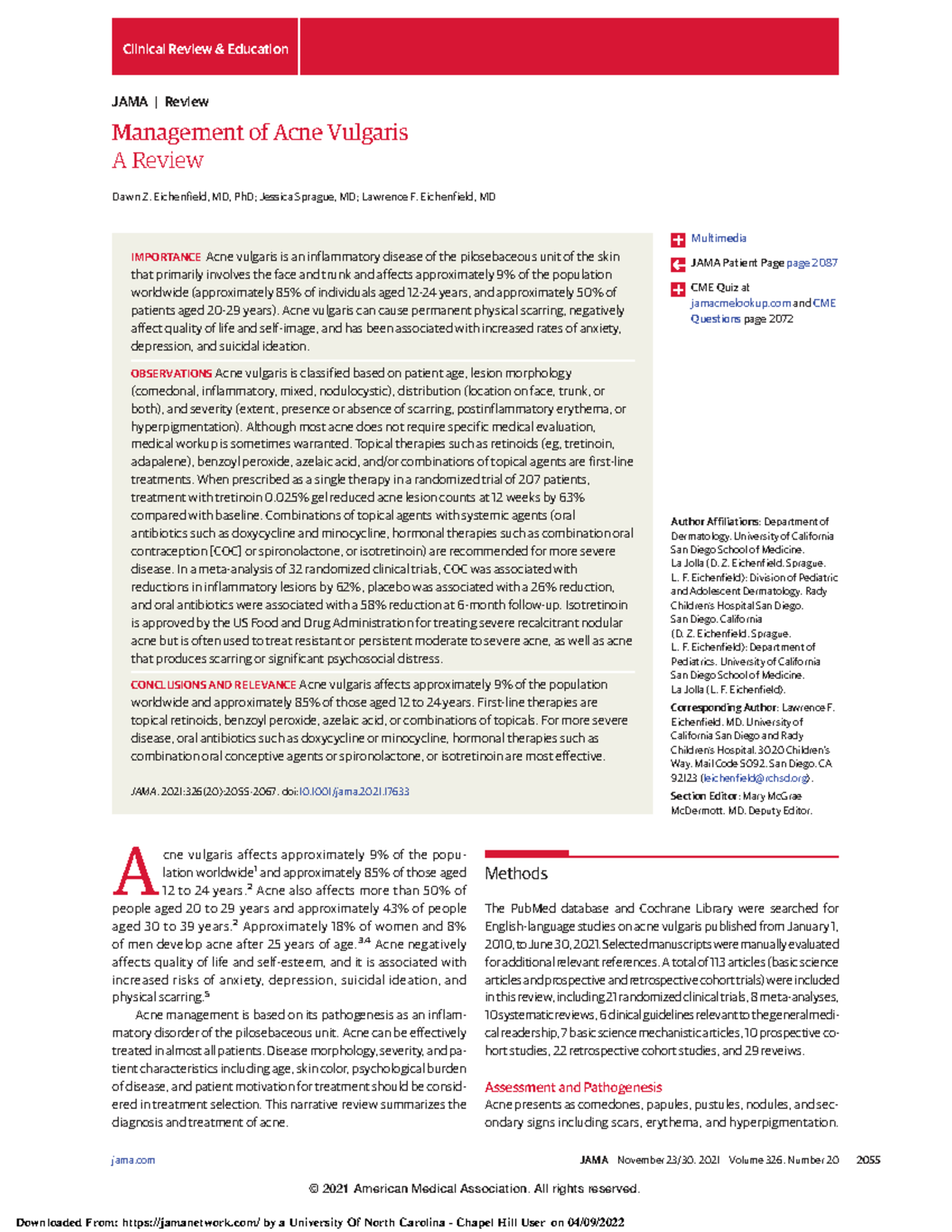 Management of Acne Vulgaris: Treatment Options Review for Dermatology ...