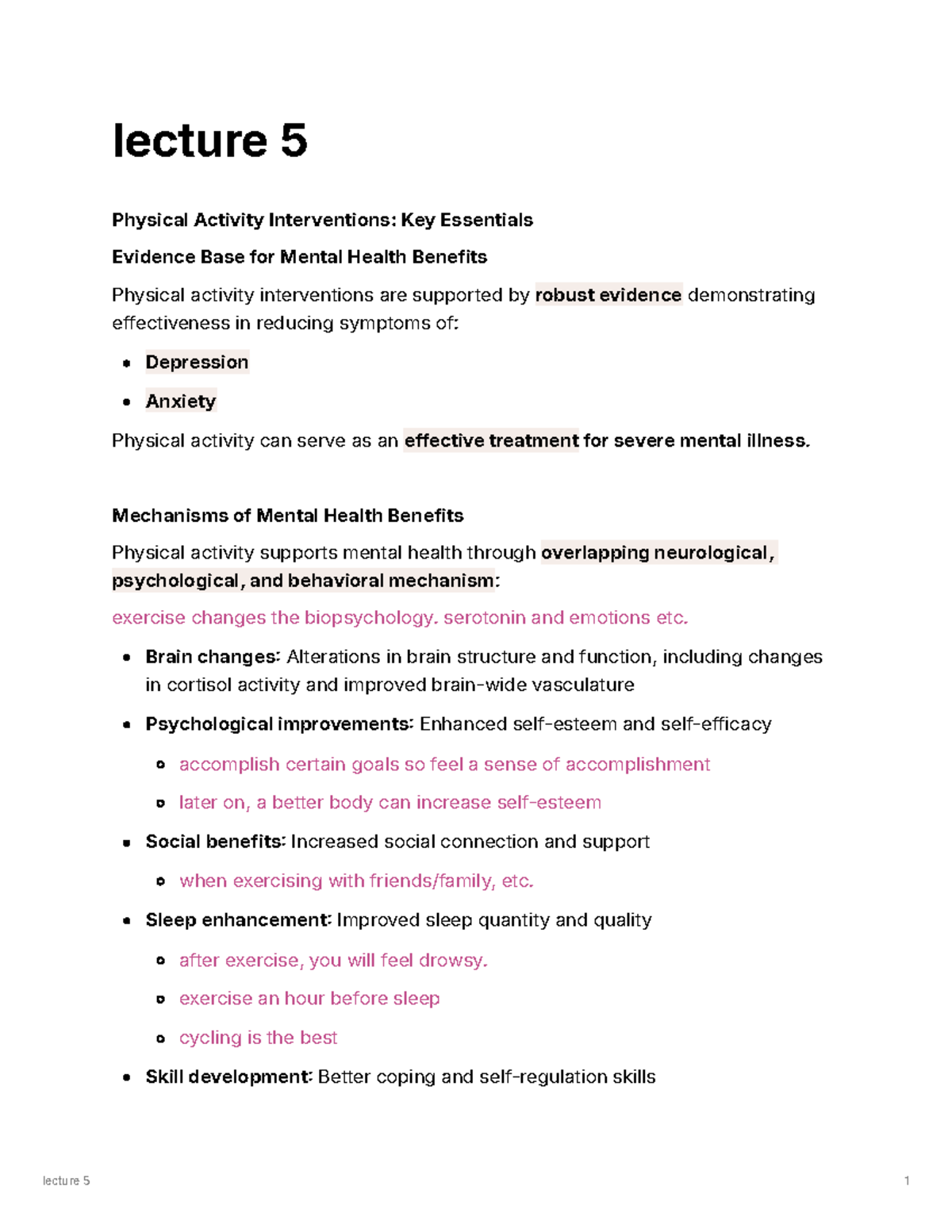 Psyc216 Lecture 5: Physical Activity Interventions for Mental Health ...