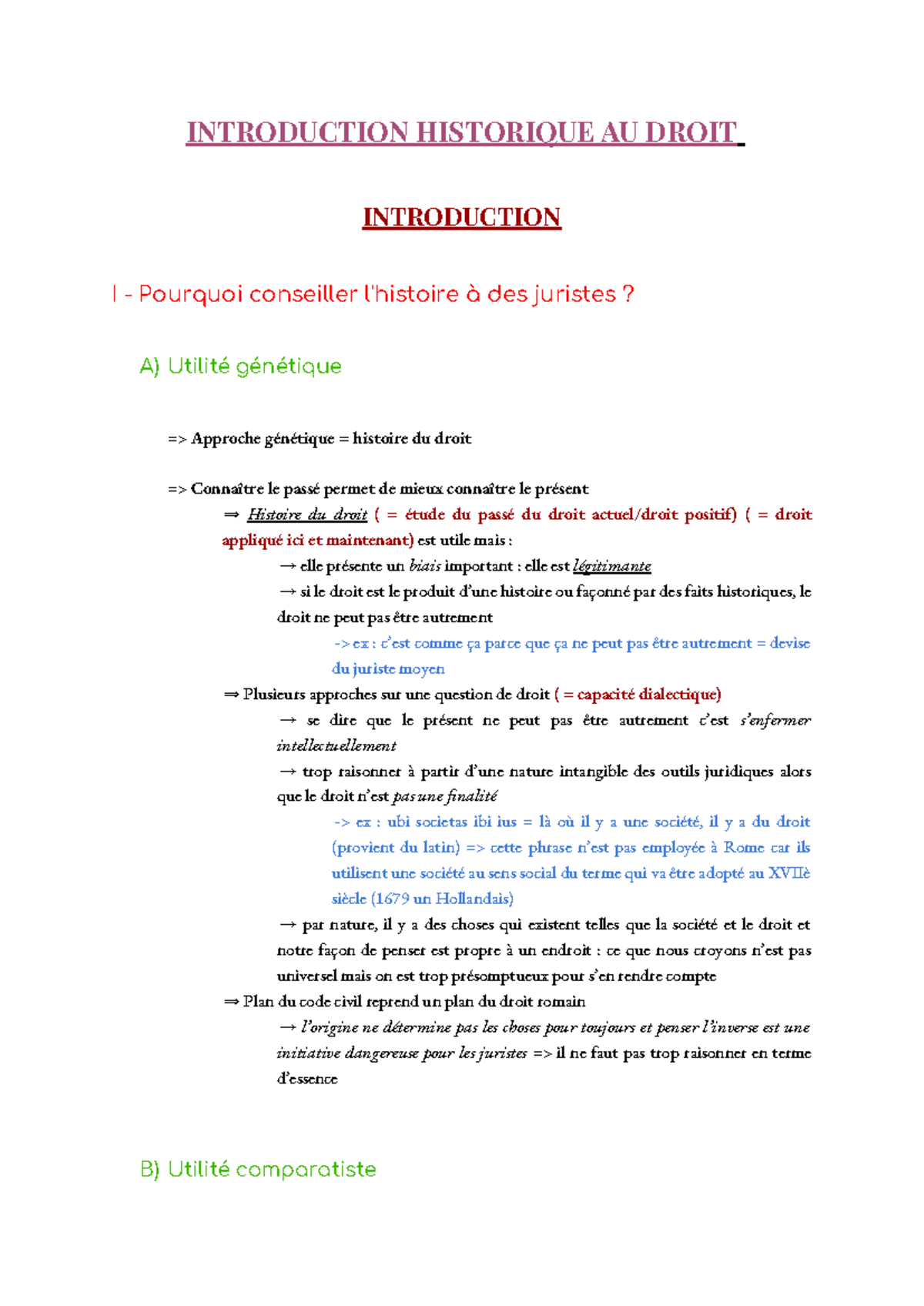 Introduction Historique au Droit S1 - Cours et Approches Comparatives ...