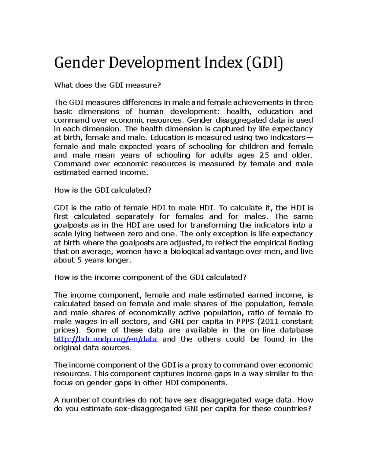 Understanding the Gender Development Index (GDI) and Its Calculation ...