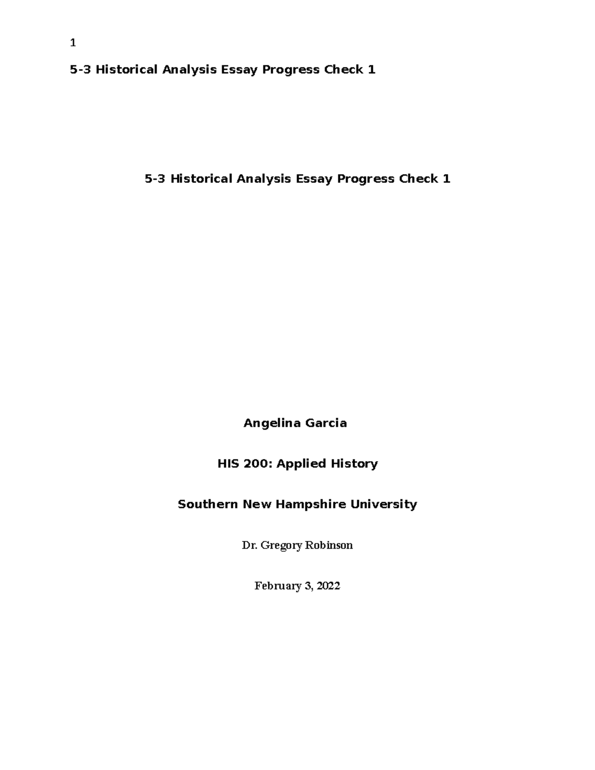 HIS 200: Progress Check 1 for Historical Analysis Essay - Studocu