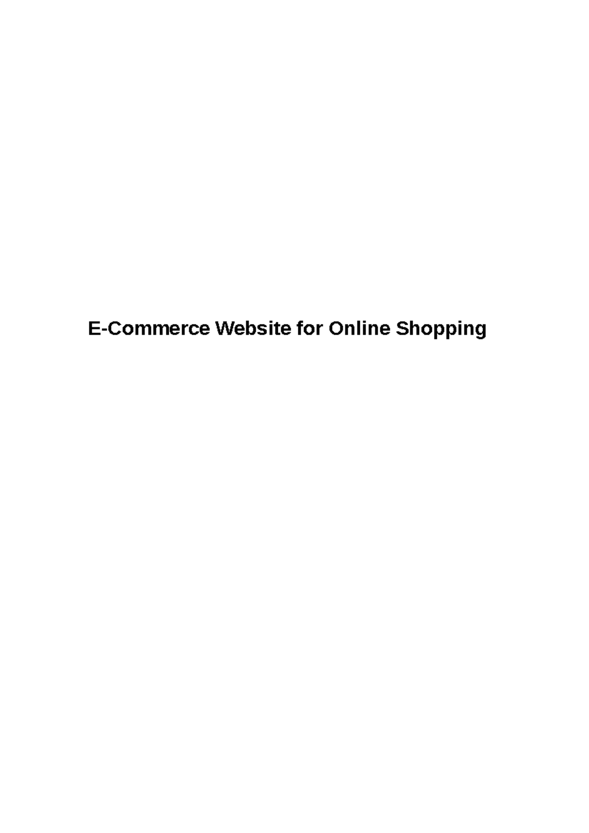 E commerce website for online shopping - E-Commerce Website for Online ...