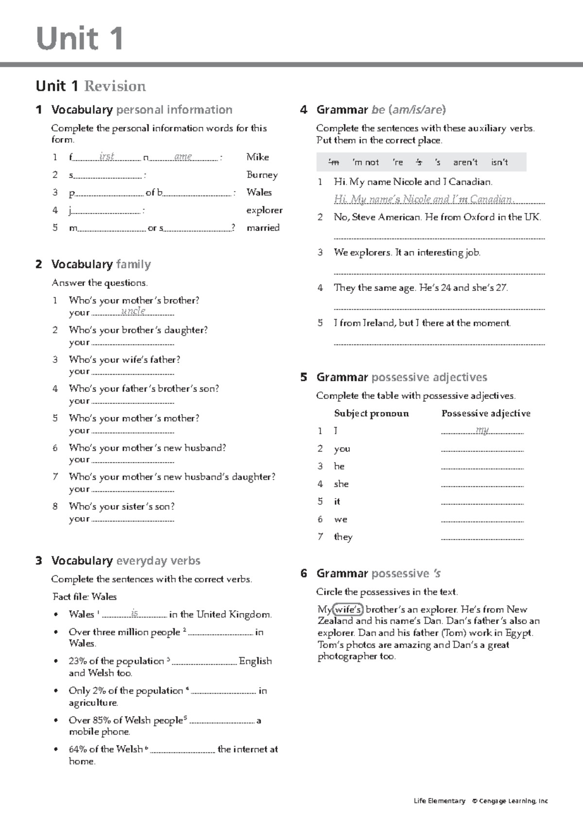 Unit 1 Revision: Vocabulary & Grammar Exercises (u01) - Studocu