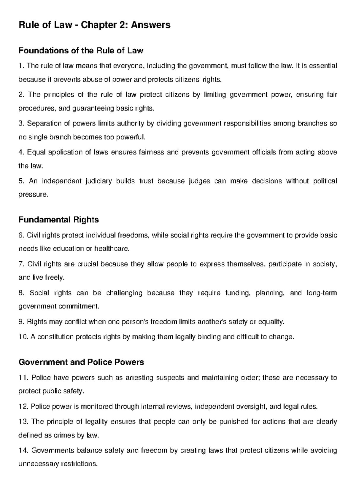 Rule of Law Chapter 2: Key Answers and Insights - Studeersnel