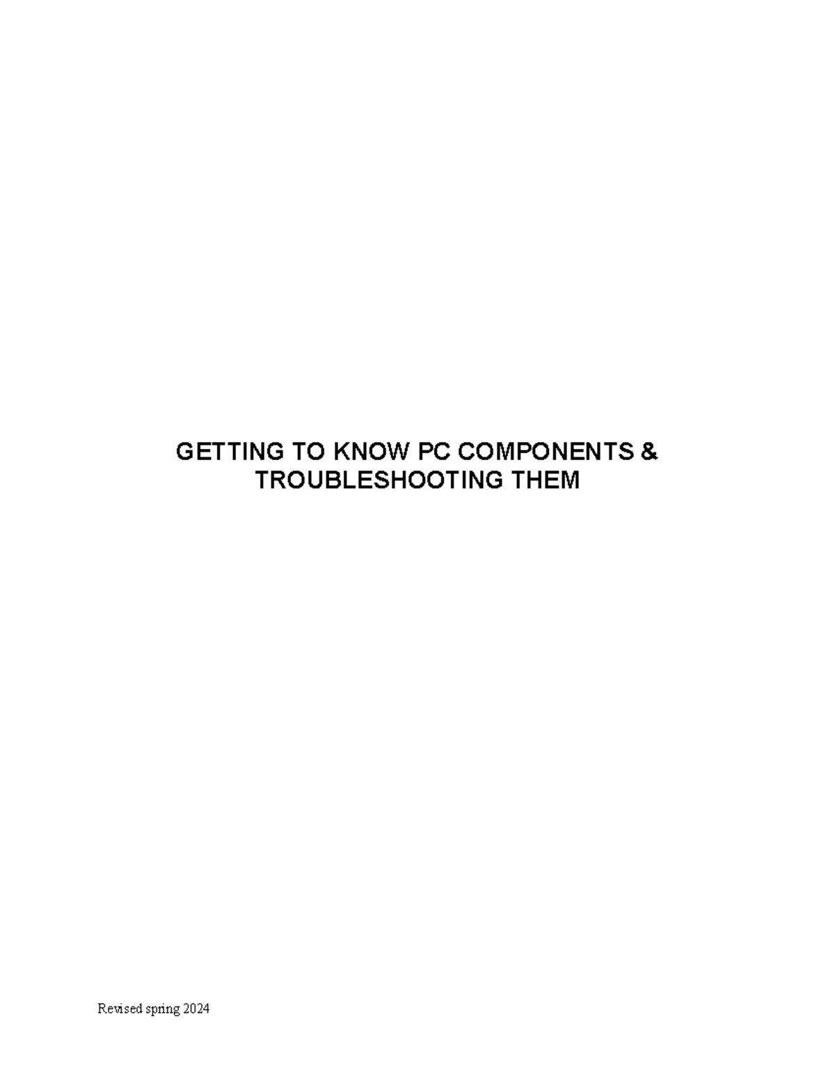 Hardware Lab Exercise - nothing - GETTING TO KNOW PC COMPONENTS ...