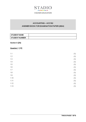 ACC152 - Accounting 1 - Studocu