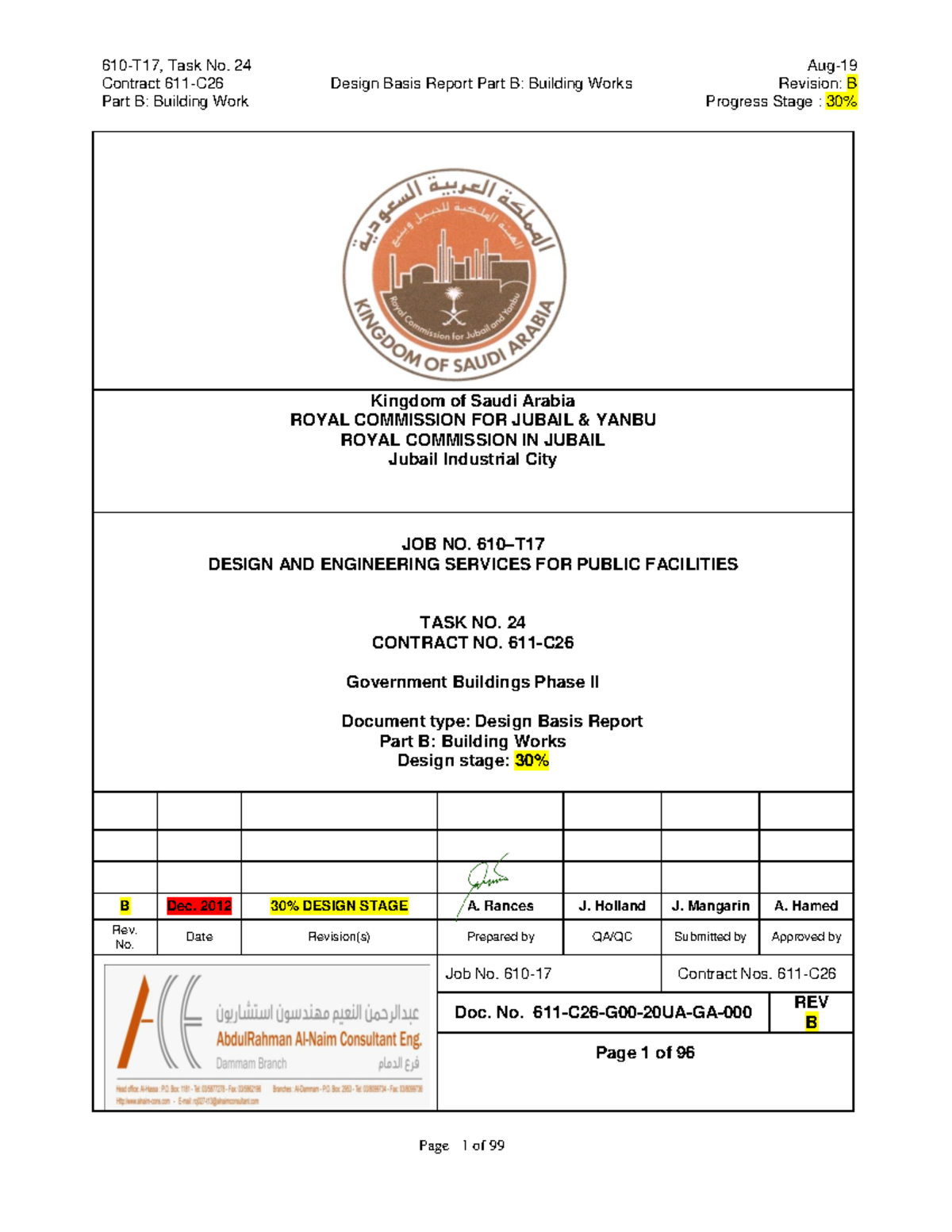 Contracts 611-C26 Design Basis Report Part B: Building Works Revision B ...