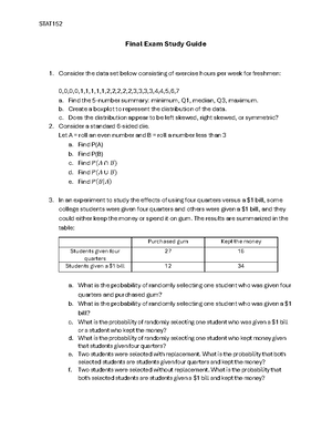 STAT152 Final Exam Study Guide: Hypothesis Testing & Data Analysis ...