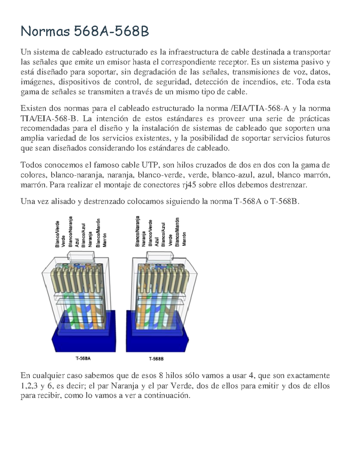 8 Normas 568A y 568B - aea - Normas 568A-568B Un sistema de cableado ...