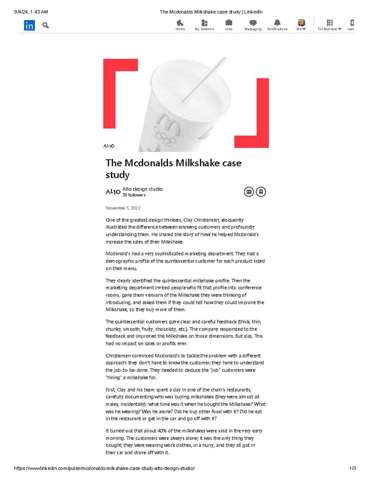Mcdonald's Milkshake Case Study - Studocu