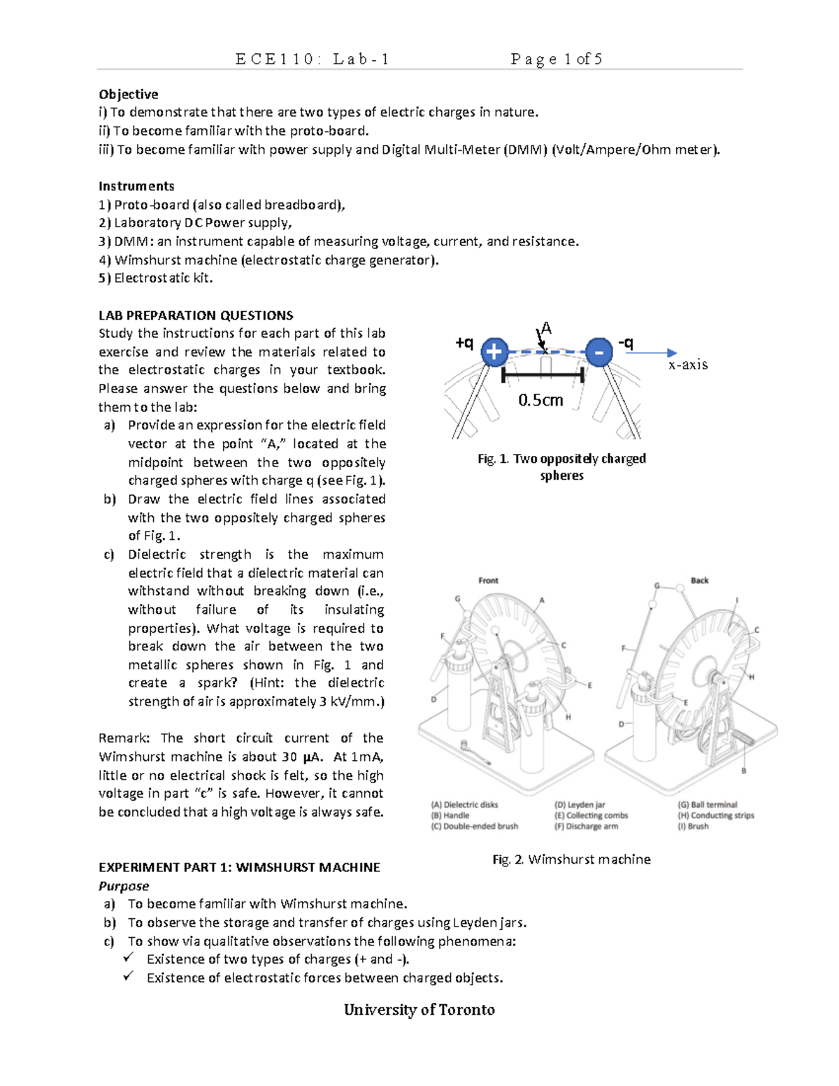 Lab-1 Instructions: Exploring Electrostatic Charges & Measurements ...