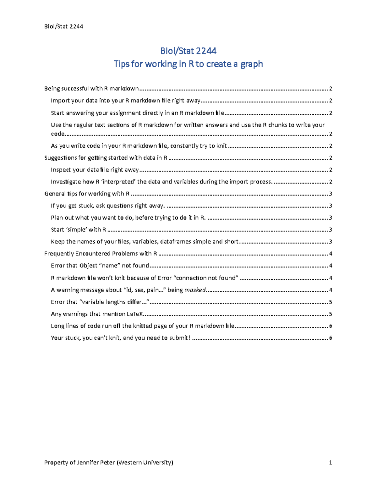 2244 Tips for Success with R Markdown and Graph Creation - Studocu