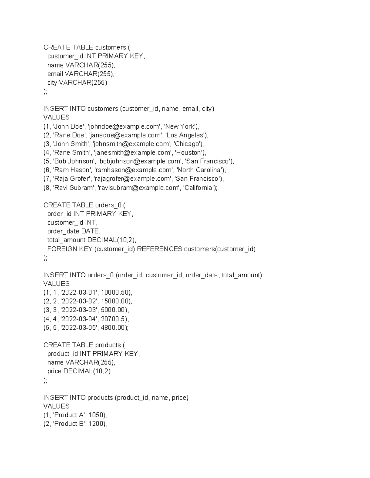DDL - Database Table Creation and Insertion Scripts - Studocu