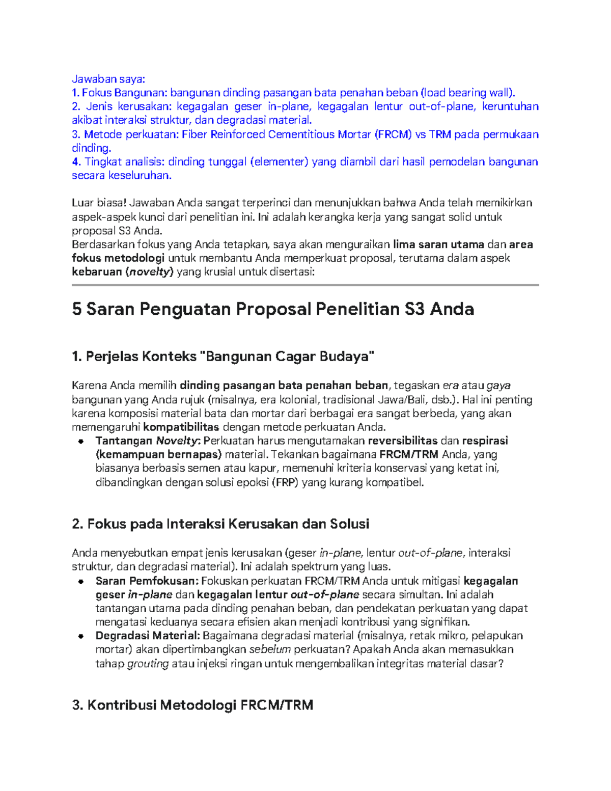 Saran Penguatan Proposal S3: Metodologi dan Fokus Penelitian - Studocu