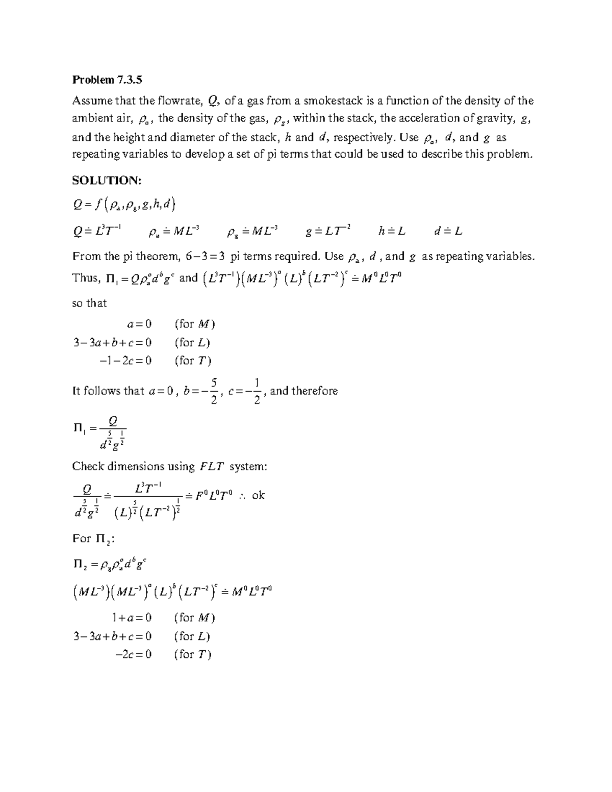 Fluids Homework 10 Solutions - Chapter 7 Problems Explained - Studocu