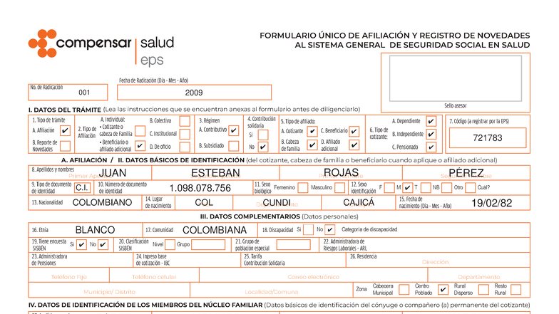 Formulario Único de Afiliación y Reporte de Novedades al SGSSS - Studocu
