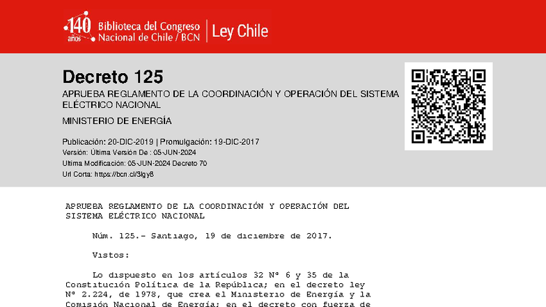 Decreto-125 20-DIC-2019 - Decreto 125 APRUEBA REGLAMENTO DE LA ...