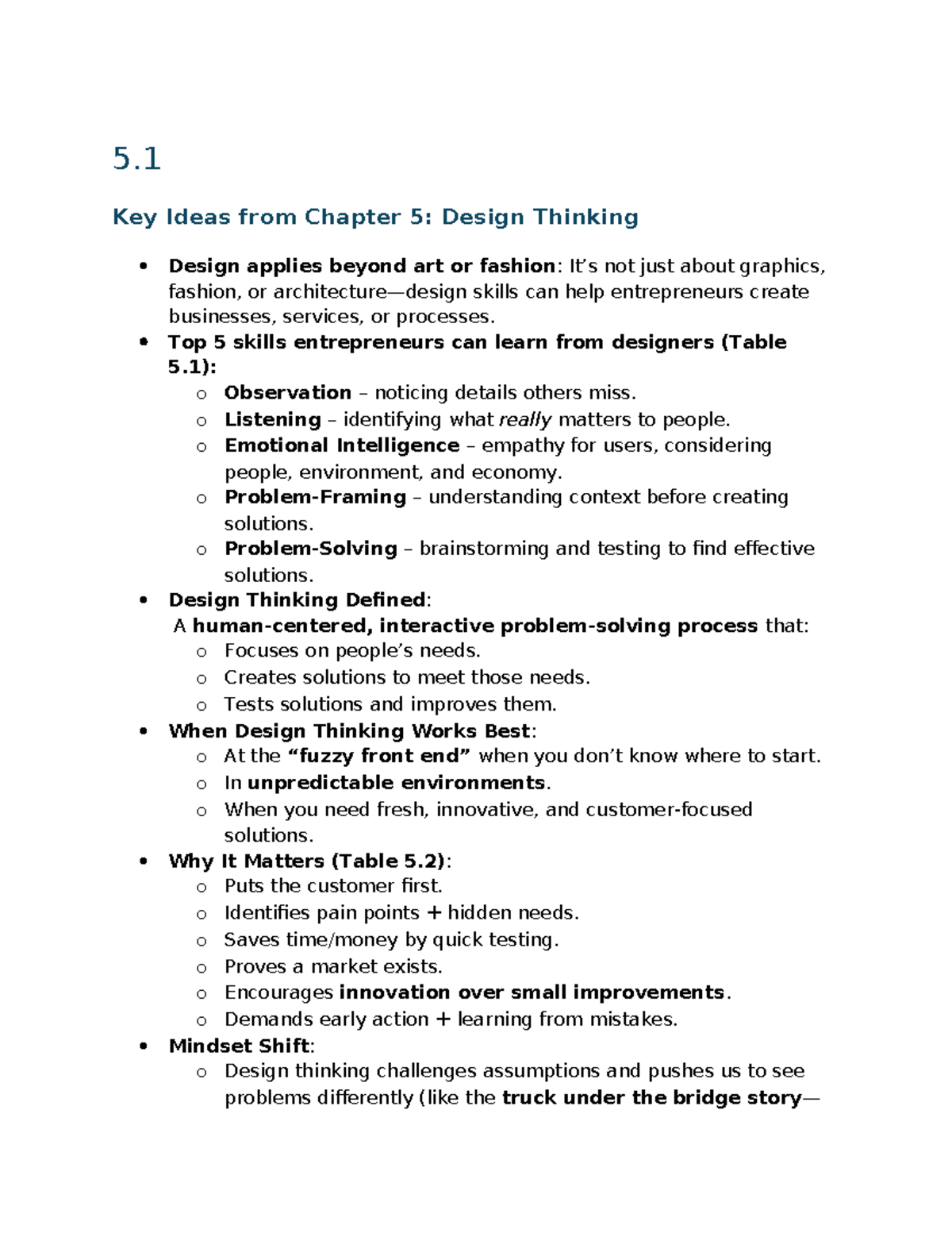 Design Thinking Principles and Practices for Entrepreneurs (5.1-5.6 ...