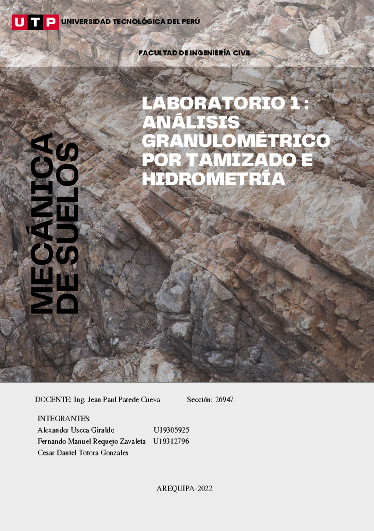 Laboratorio 1: Análisis Granulométrico y Hidrometría - MEC 26947 - Document Preview