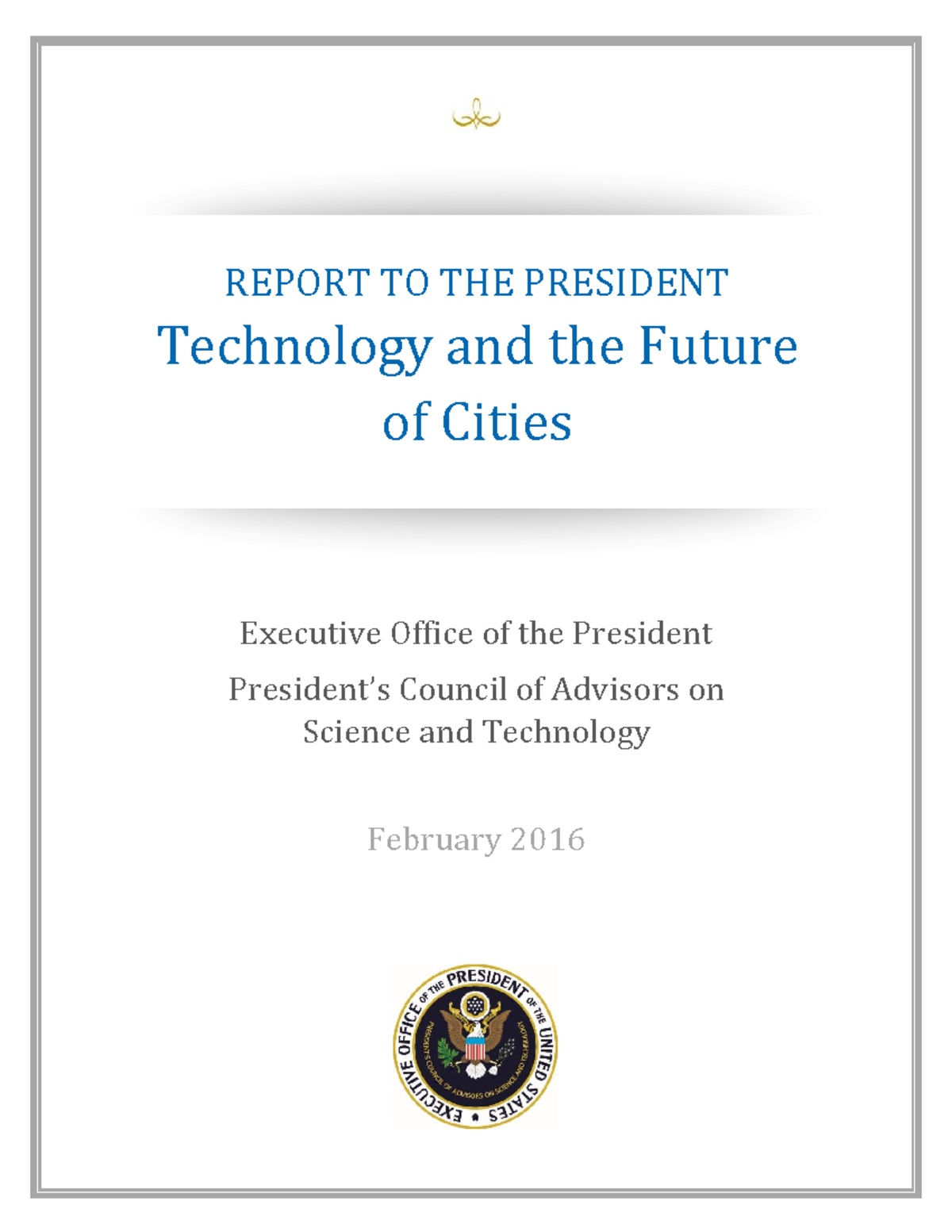 PCAST Report: Technology and the Future of Cities (Feb 2016) - Studocu