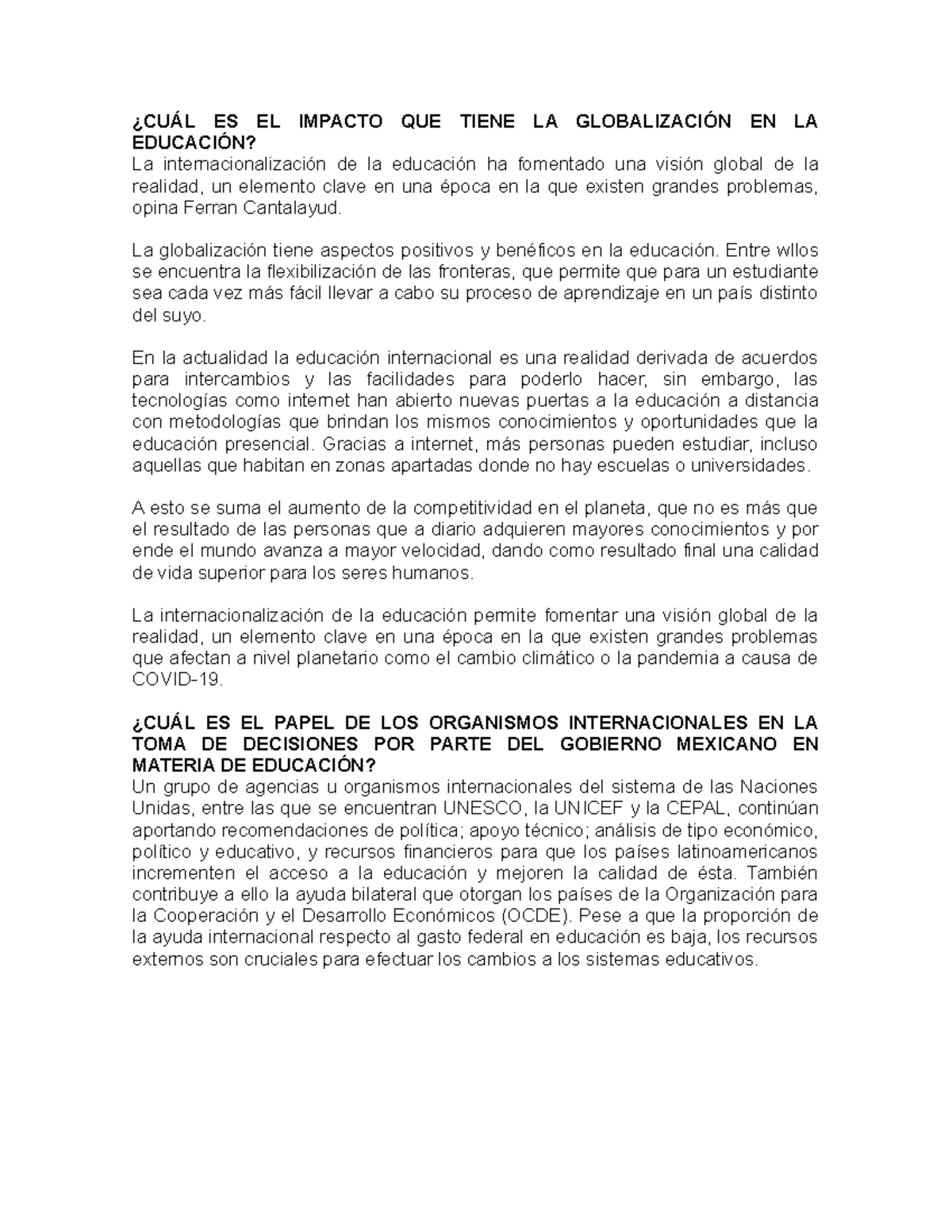 CUÁL ES EL Impacto QUE Tiene LA Globalización EN LA Educación - ¿CUÁL ...