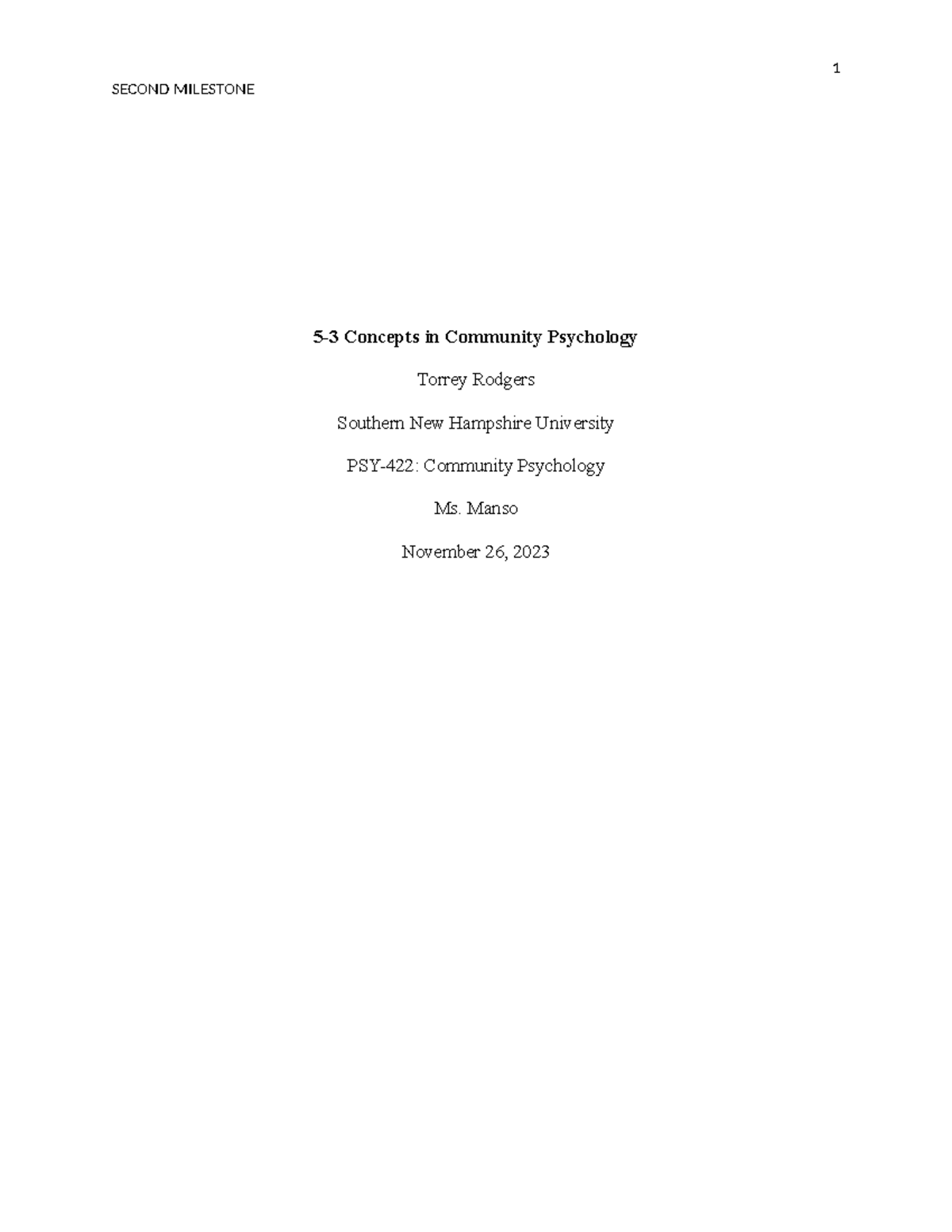 PSY-422: Second Milestone - Community Psychology Insights & Future ...