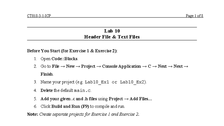 Lab 10 - Header And Text Files - Lab 10 Header File & Text Files Before ...