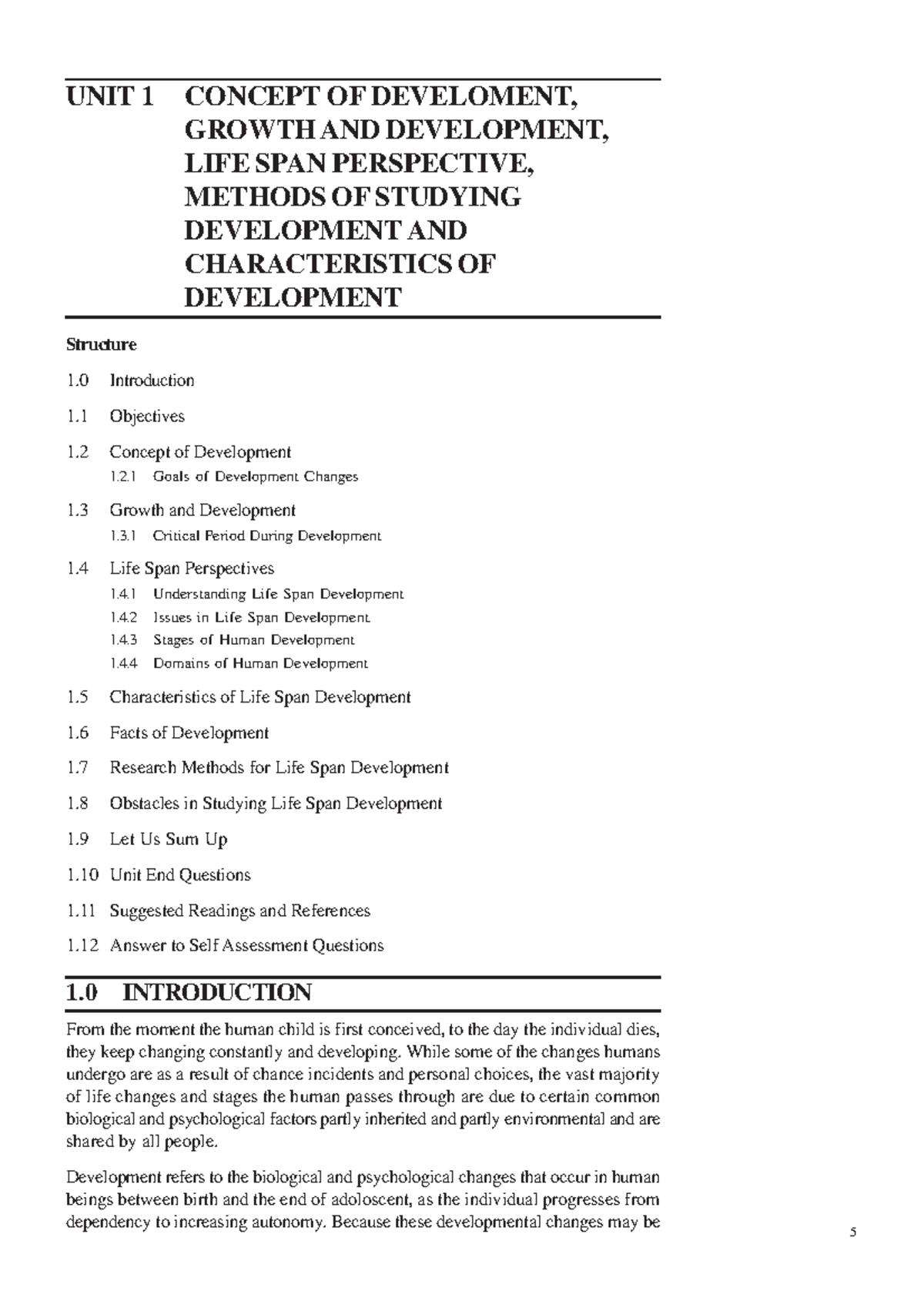 9- Life Span Development - 5 UNIT 1 CONCEPT OF DEVELOMENT, GROWTH AND ...