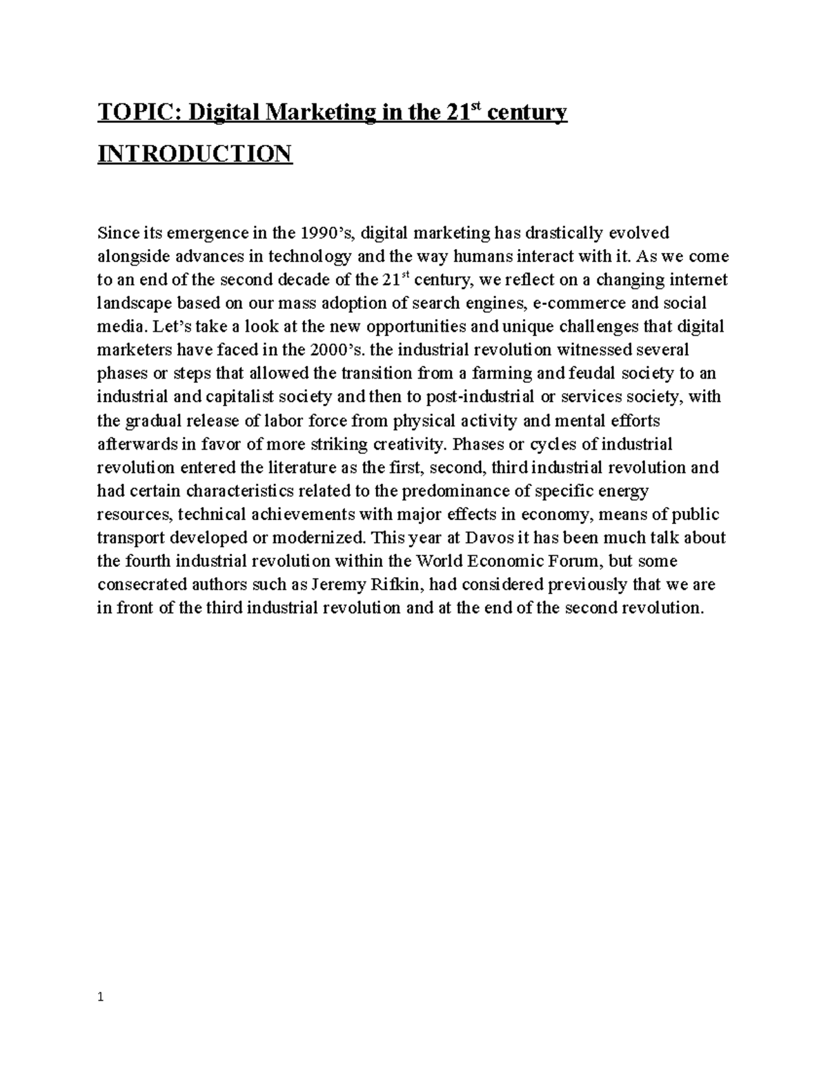 Marketing Research Proposal Assignment - TOPIC: Digital Marketing in ...