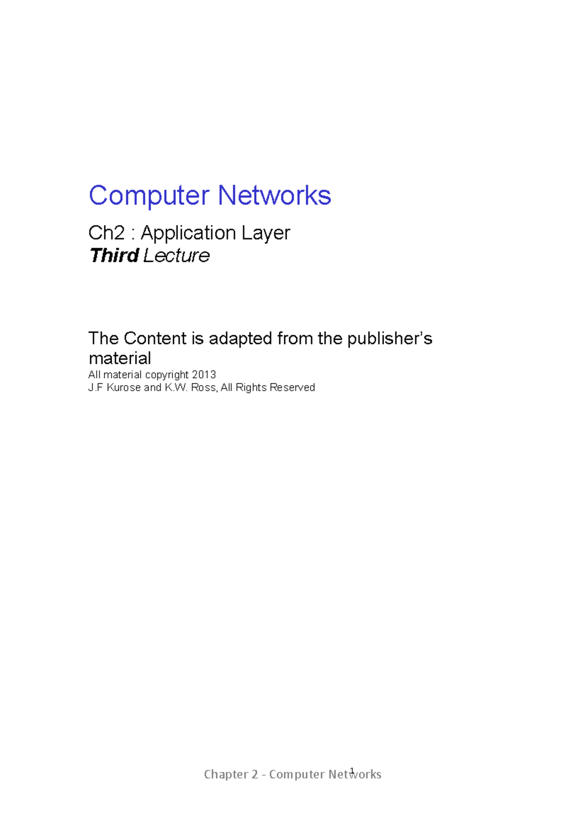 Computer Networks - Ch2 C - Computer Networks Ch2 : Application Layer ...