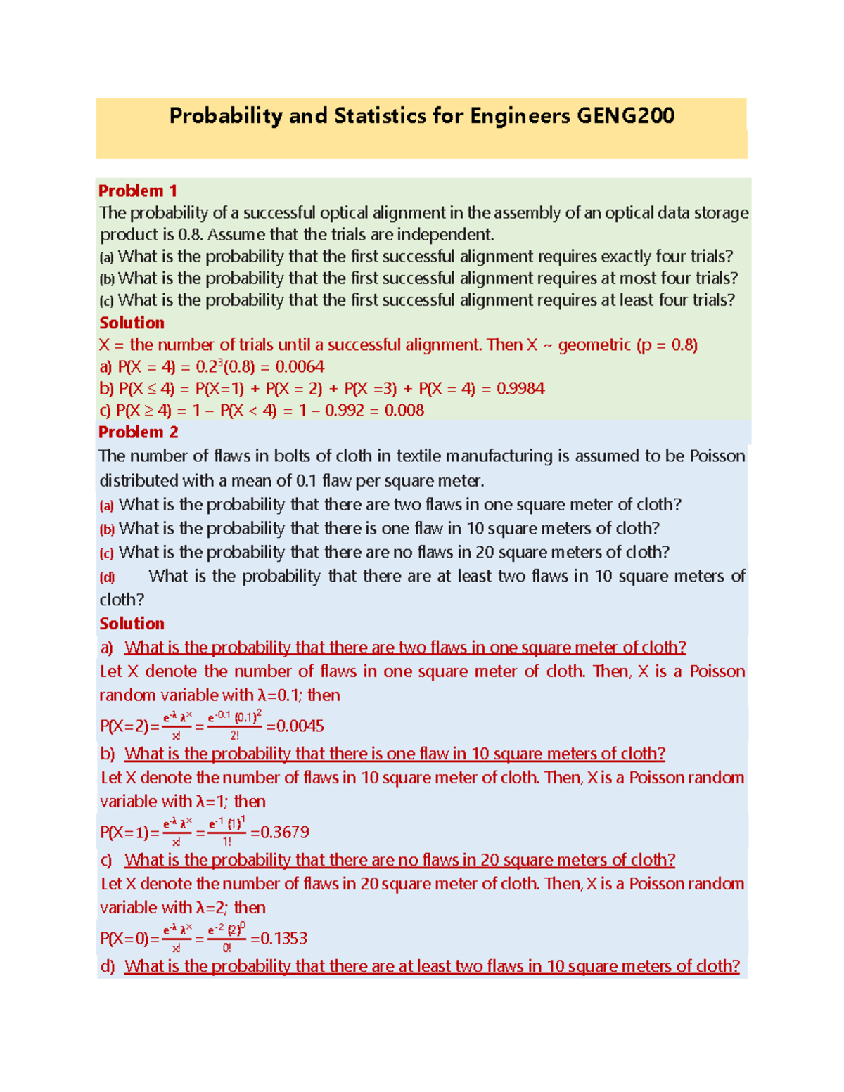Homework #3 Solutions - GENG Probability & Statistics for Engineers ...