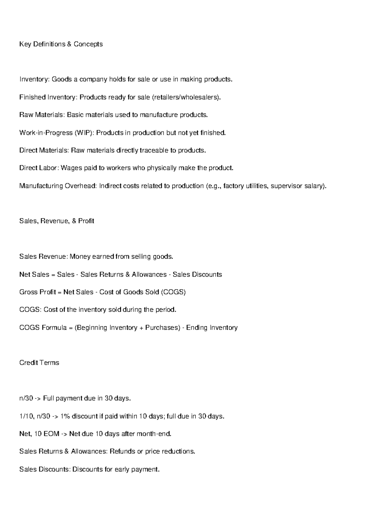 Chapter 5 Study Guide - Key Inventory Concepts & Costing Methods - Studocu