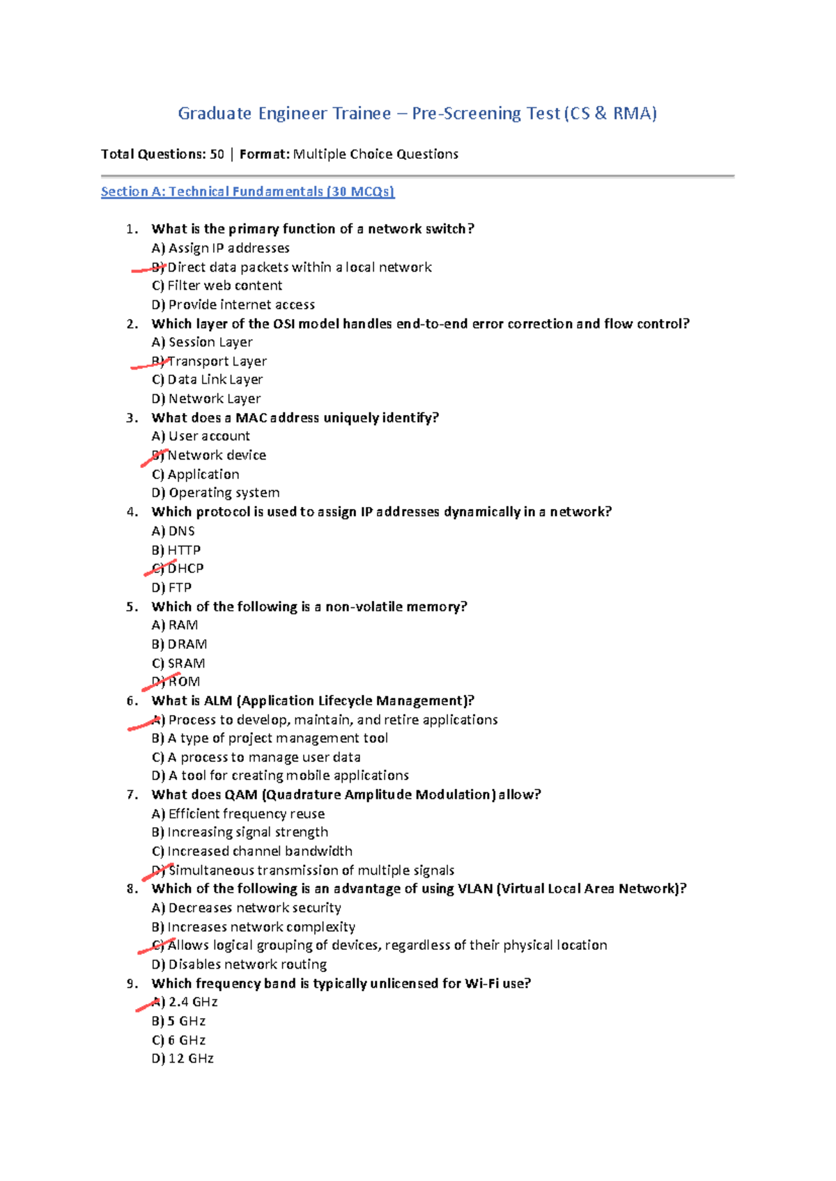 Csrma Graduate Engineer Trainee Pre-Screening Test Questions - Studocu