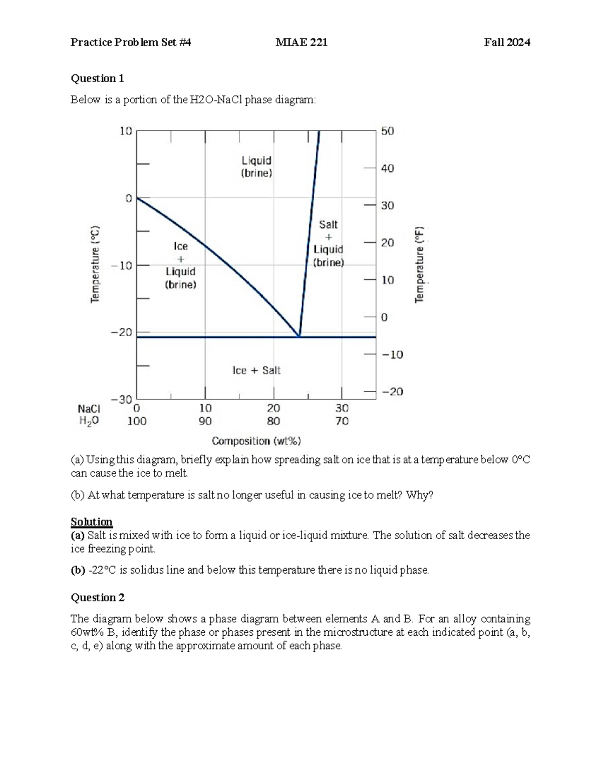 Problem Set #4: Phase Diagrams and Alloy Behavior Solutions - Studocu