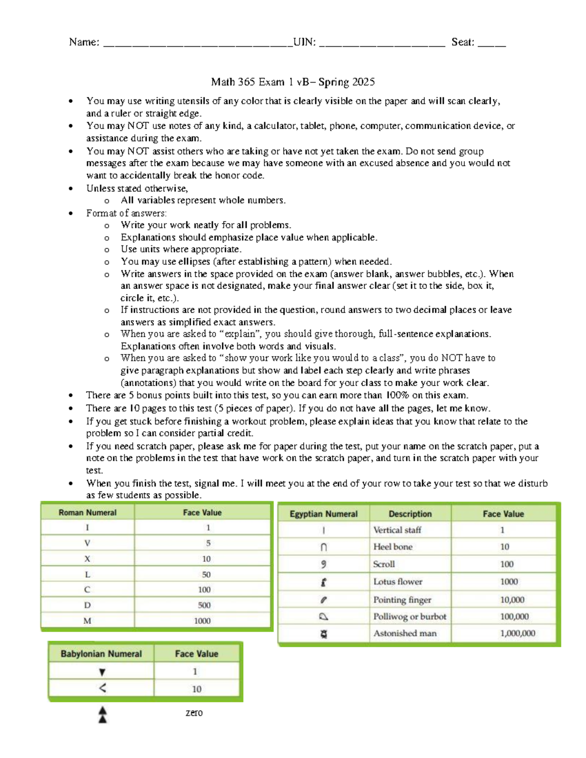Math 365 Exam 1 vB Spring 2025 - Practice Exam Guidelines - Studocu