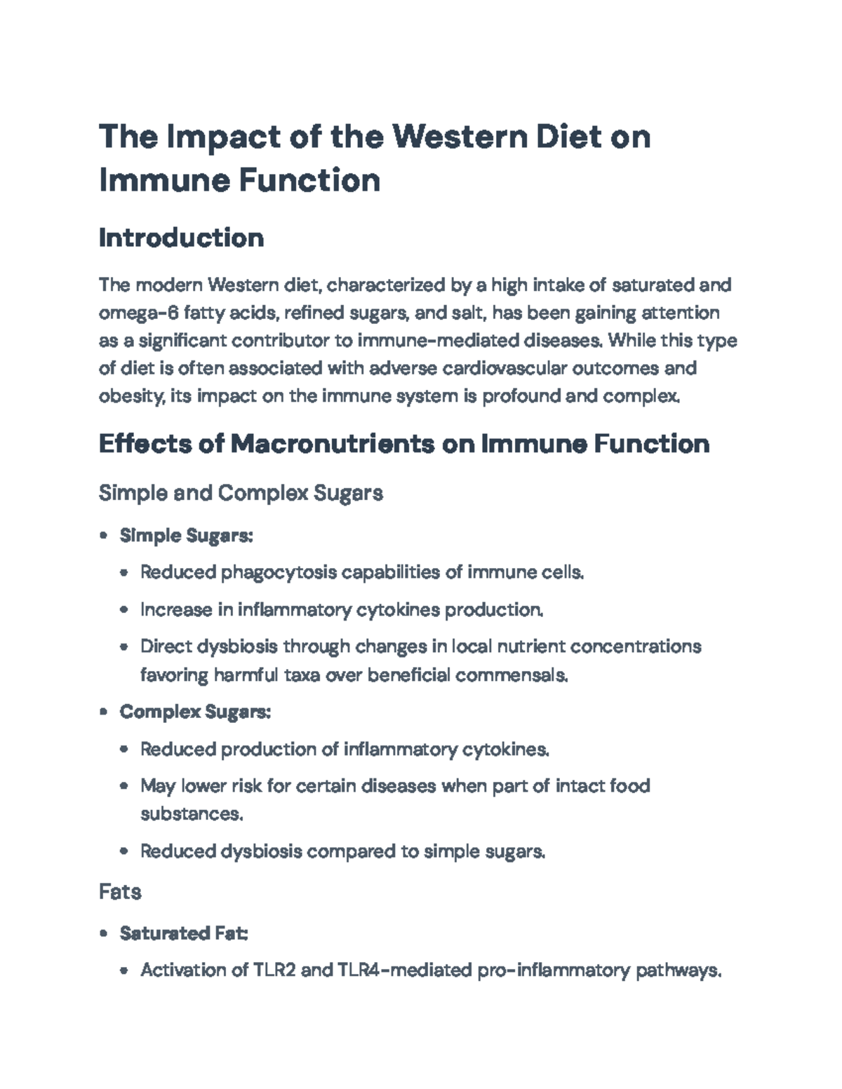 The Influence of the Western Diet on Immune Function and Health - The ...