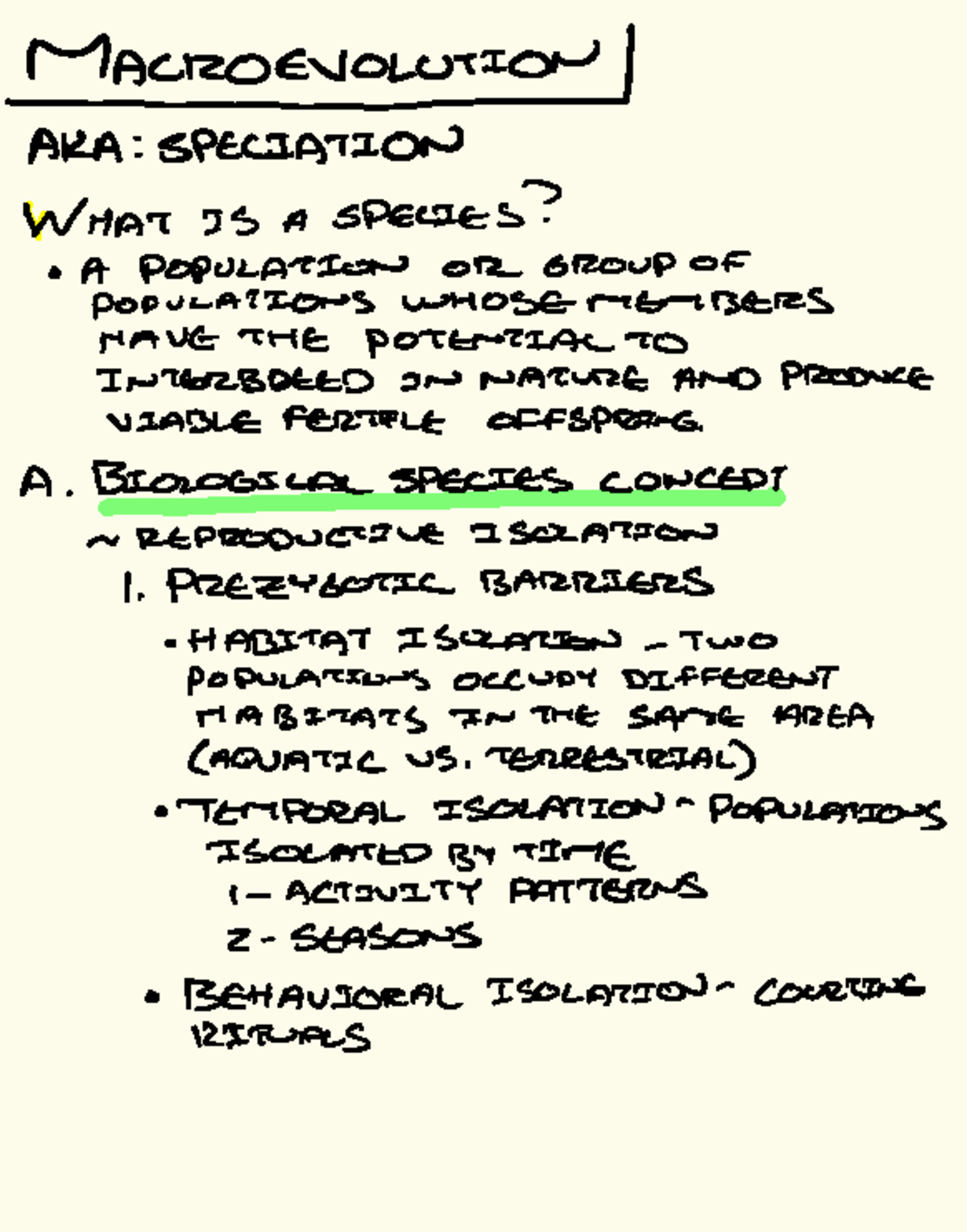 Macroevolution and Speciation Concepts - Studocu