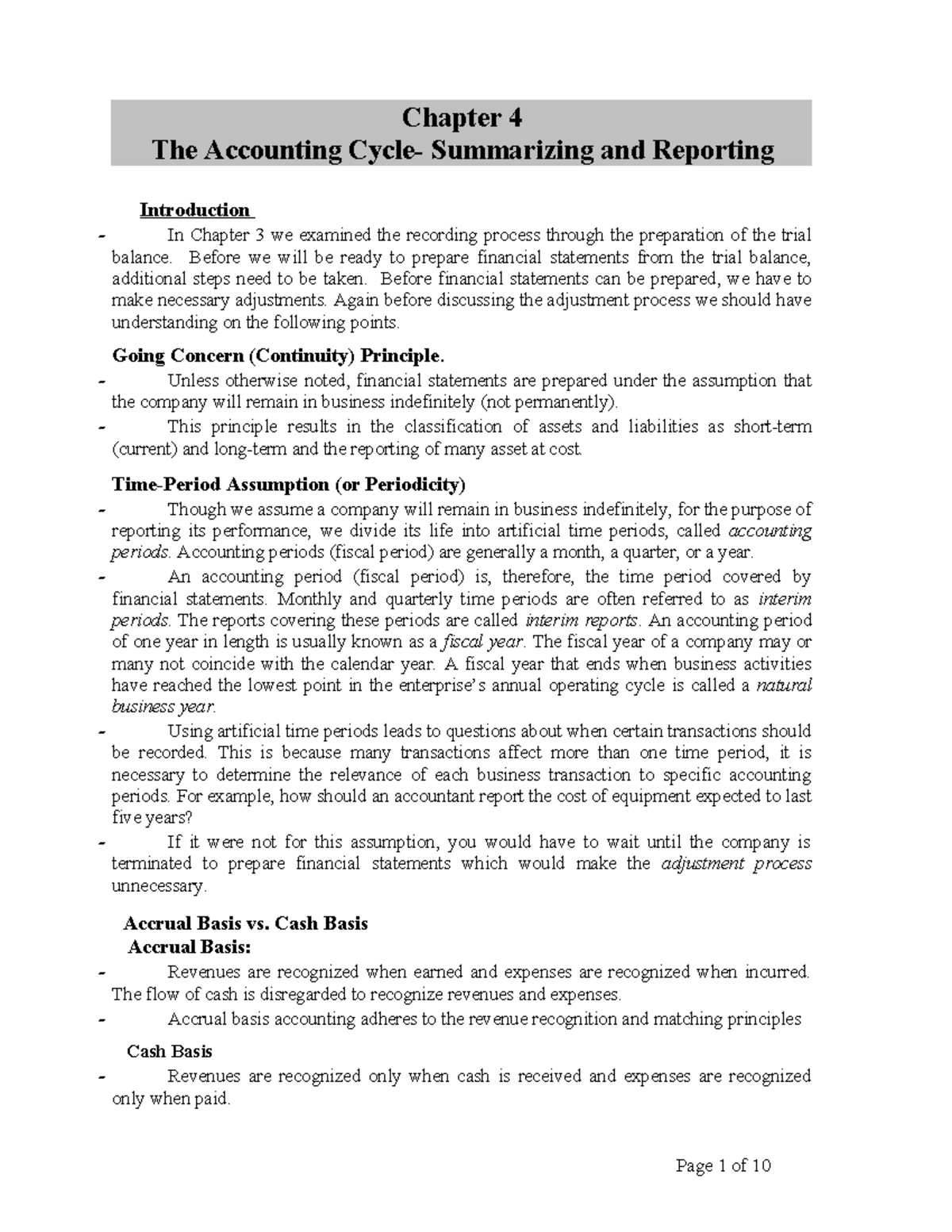 Chapter 4: Completion of the Accounting Cycle (ACC 101) - Studocu