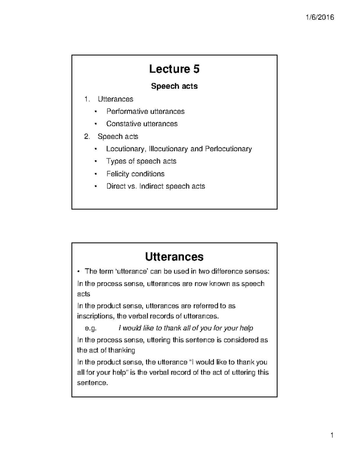 W4.Speech Acts Lecture Notes: Understanding Utterances and Types - Studocu