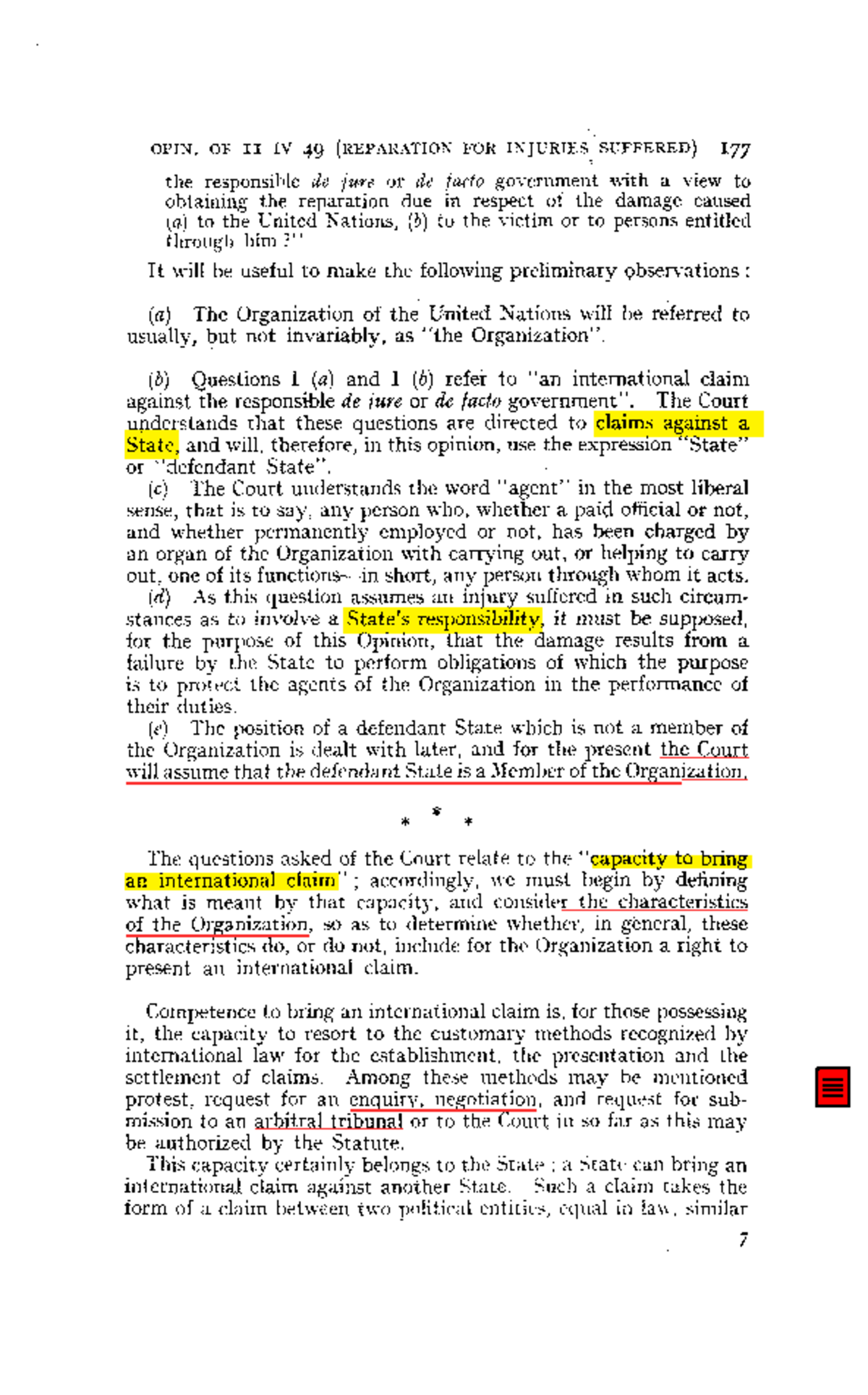 Final Exam on International Law: Reparations for Injuries Analysis ...