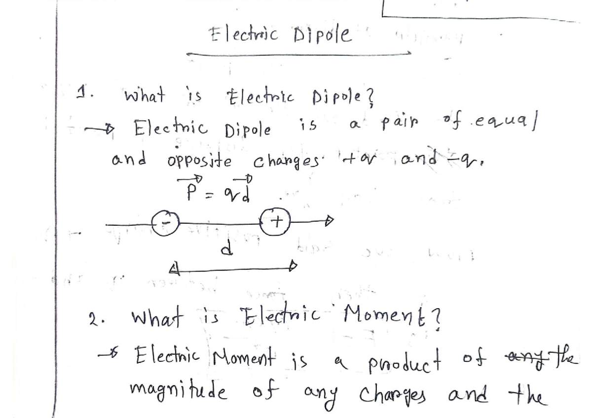 Electricity & Magnetism Part 02: Electric Dipole Concepts - Studocu