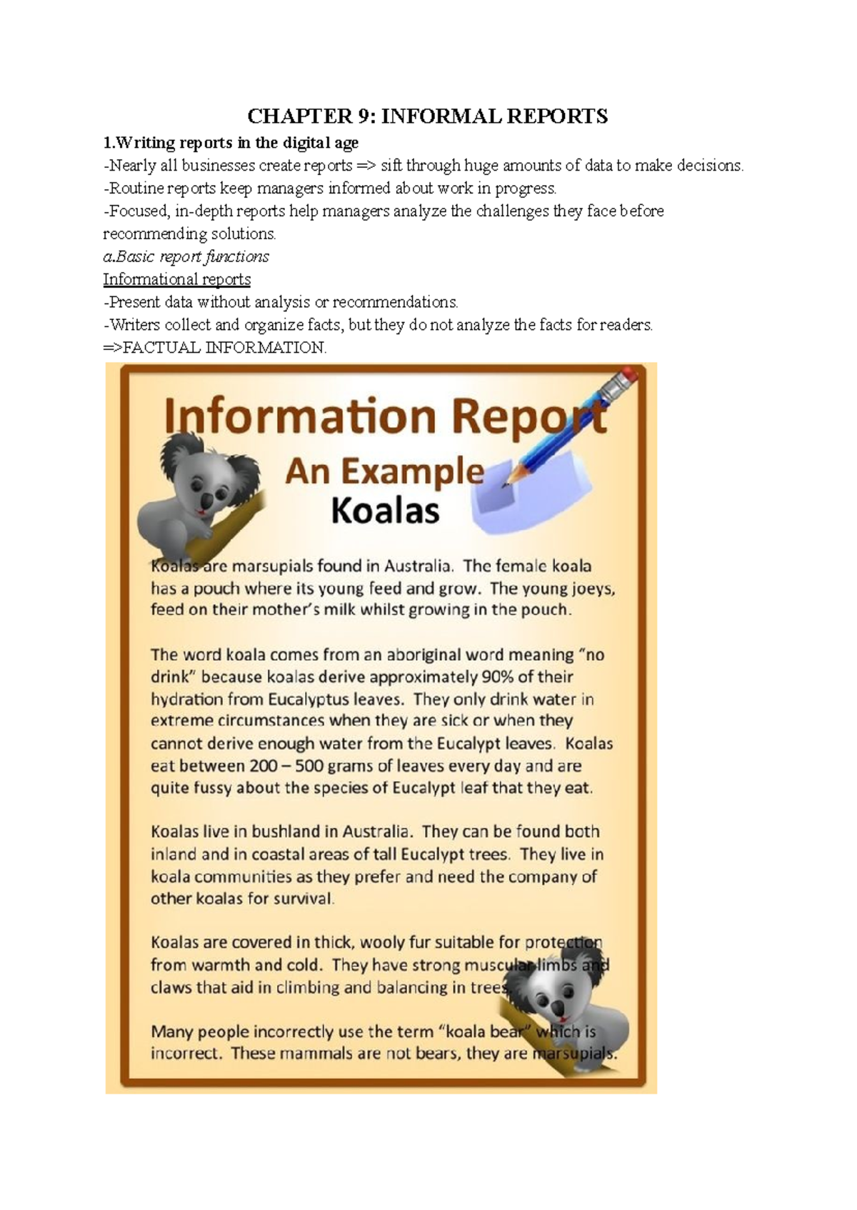 Chapter 9: Informal Reports and Effective Writing Techniques - Studocu