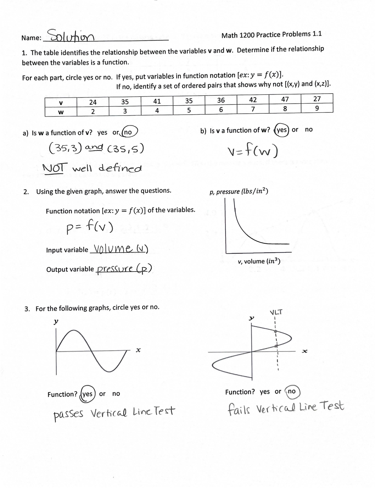 Math 1200 Practice Problems 1.1 Solutions and Analysis - Studocu