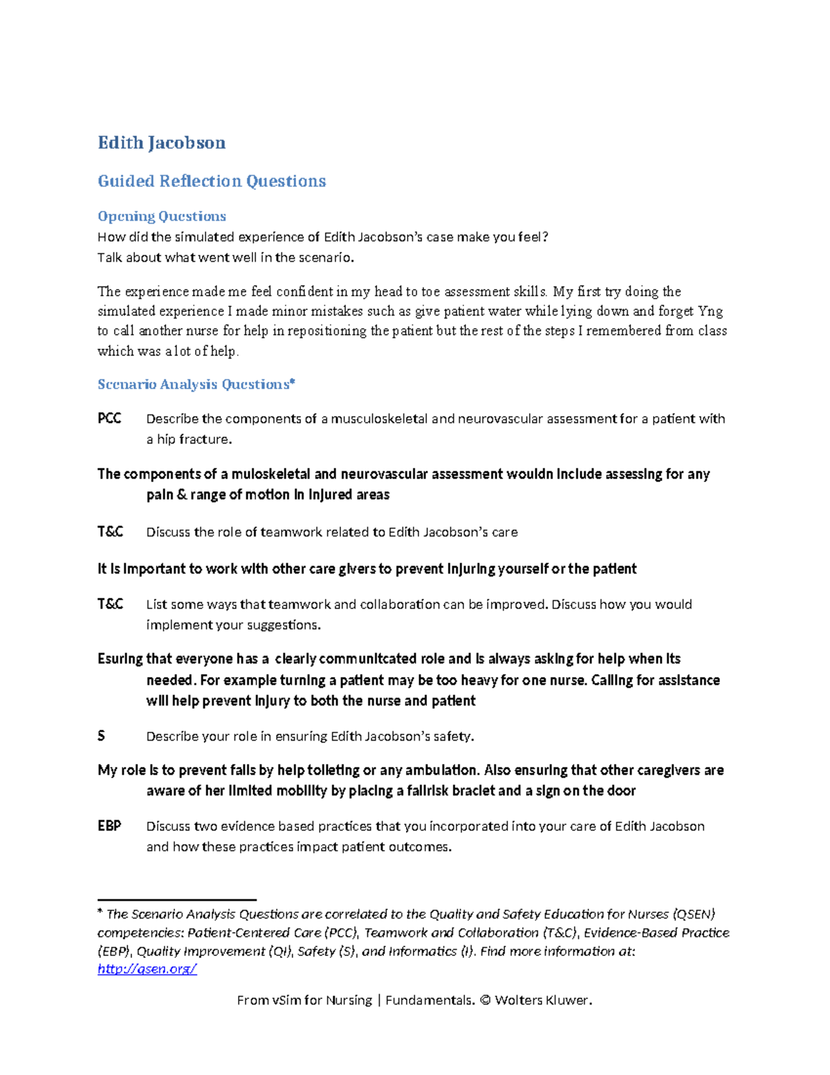 V Sim2.0 Fundamentals: Edith Jacobson Guided Reflection Questions Final ...