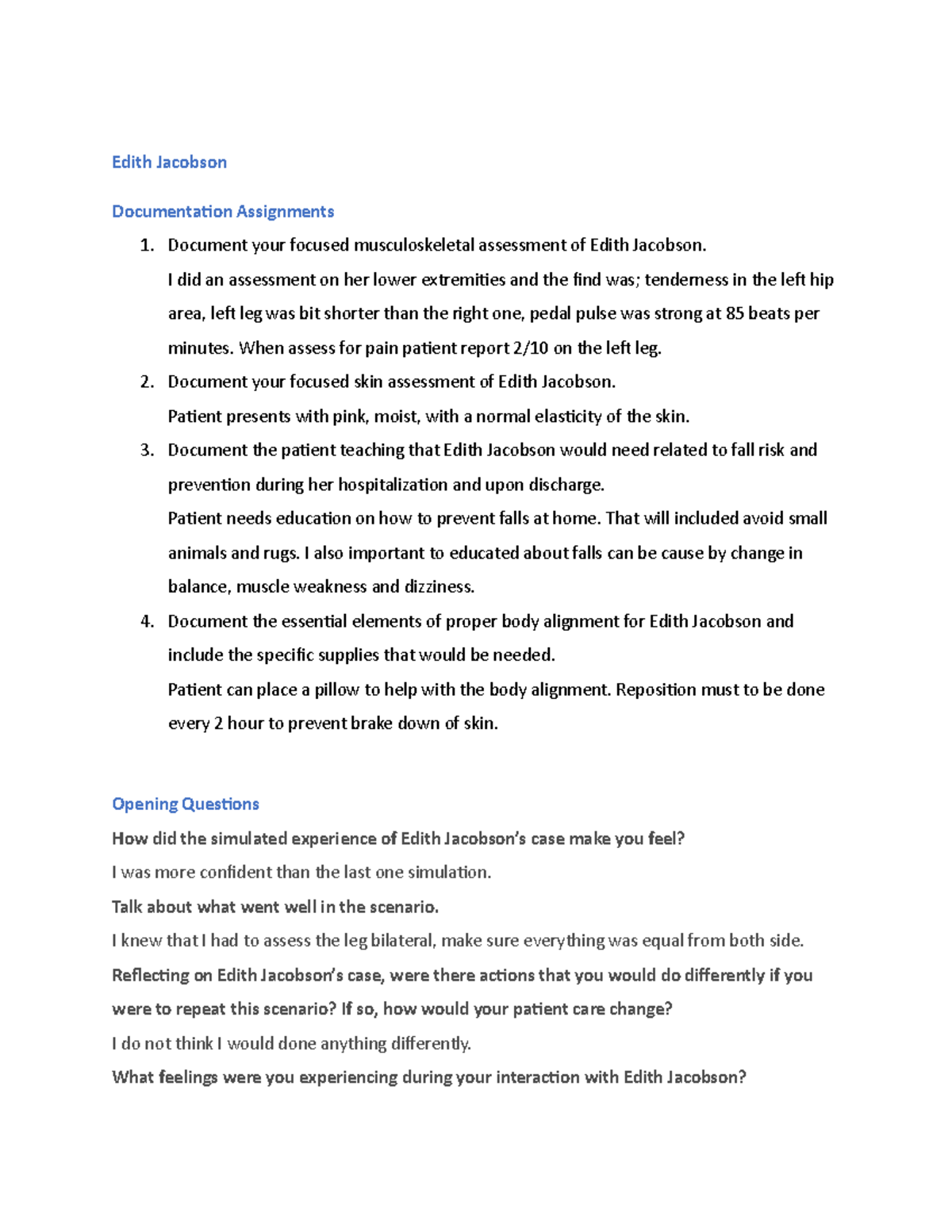 Reflection - vsim - Edith Jacobson Documentation Assignments 1 ...