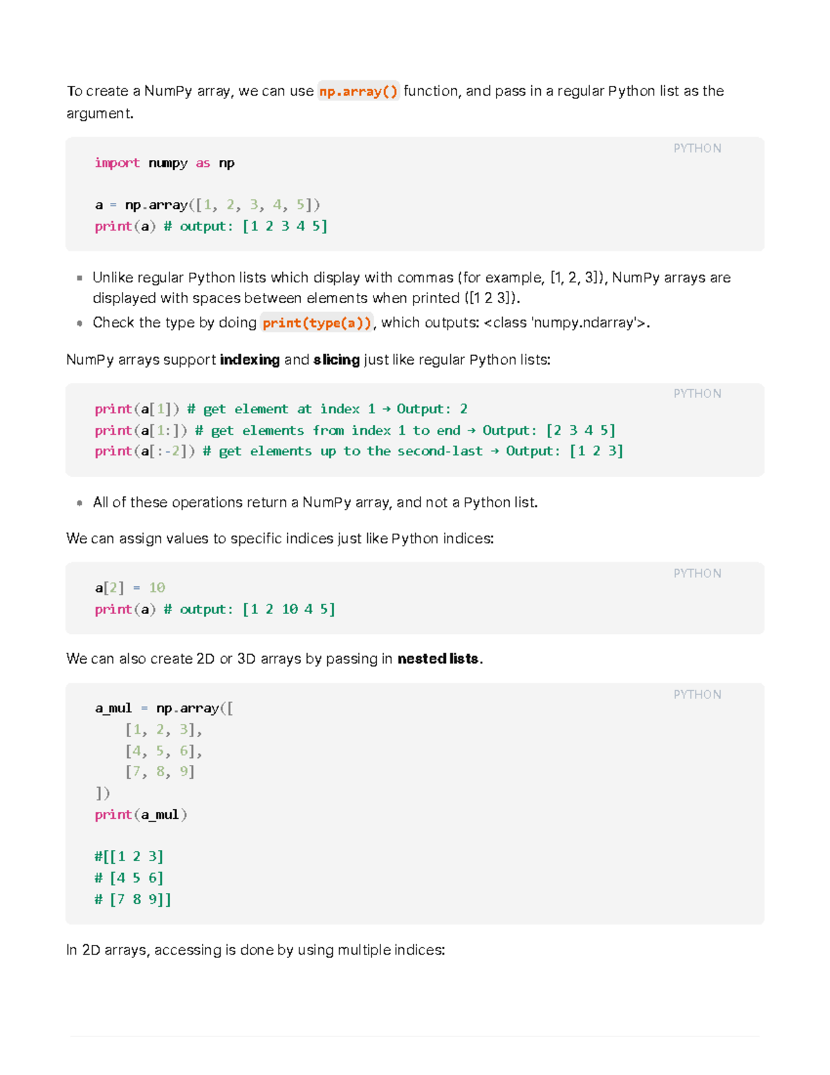 Numpy Basics: Understanding Arrays and Operations in PYTHON - Studocu