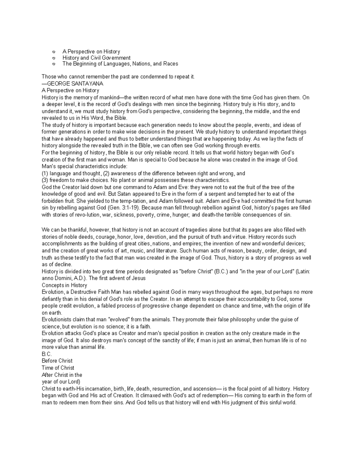 A Christian Perspective on History & Civil Government (HIST 101) - Studocu