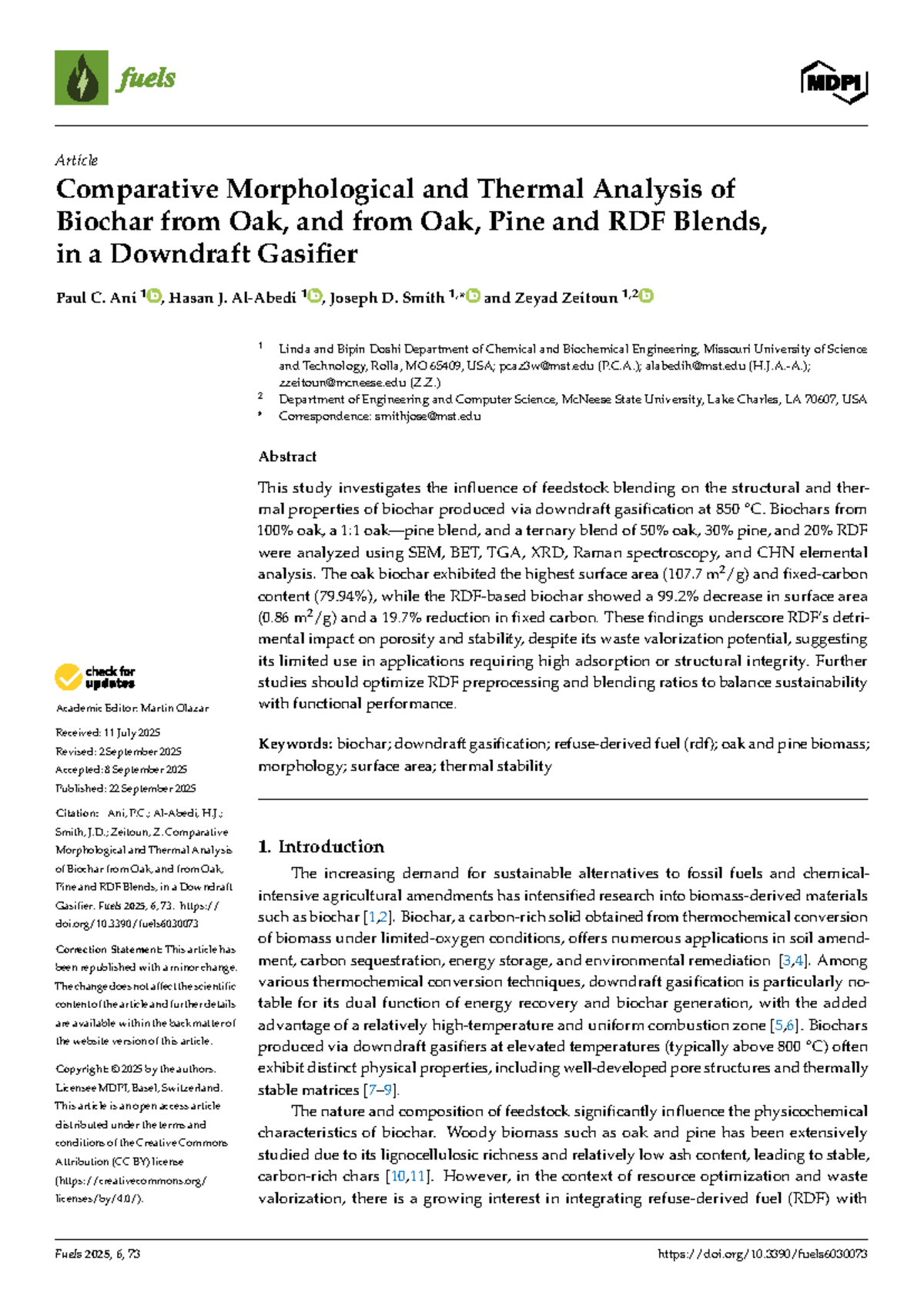 Comparative Morphological & Thermal Analysis of Biochar (CHEM 2025 ...