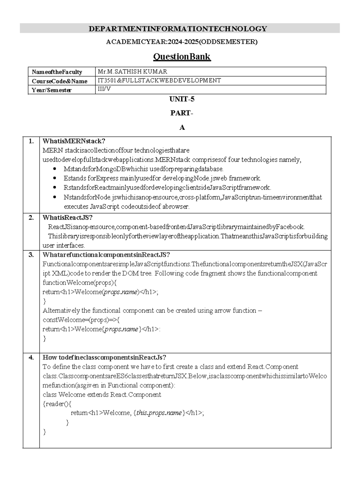 Unit 5 QB - Unit 5 qb - DEPARTMENTINFORMATIONTECHNOLOGY ACADEMICYEAR ...