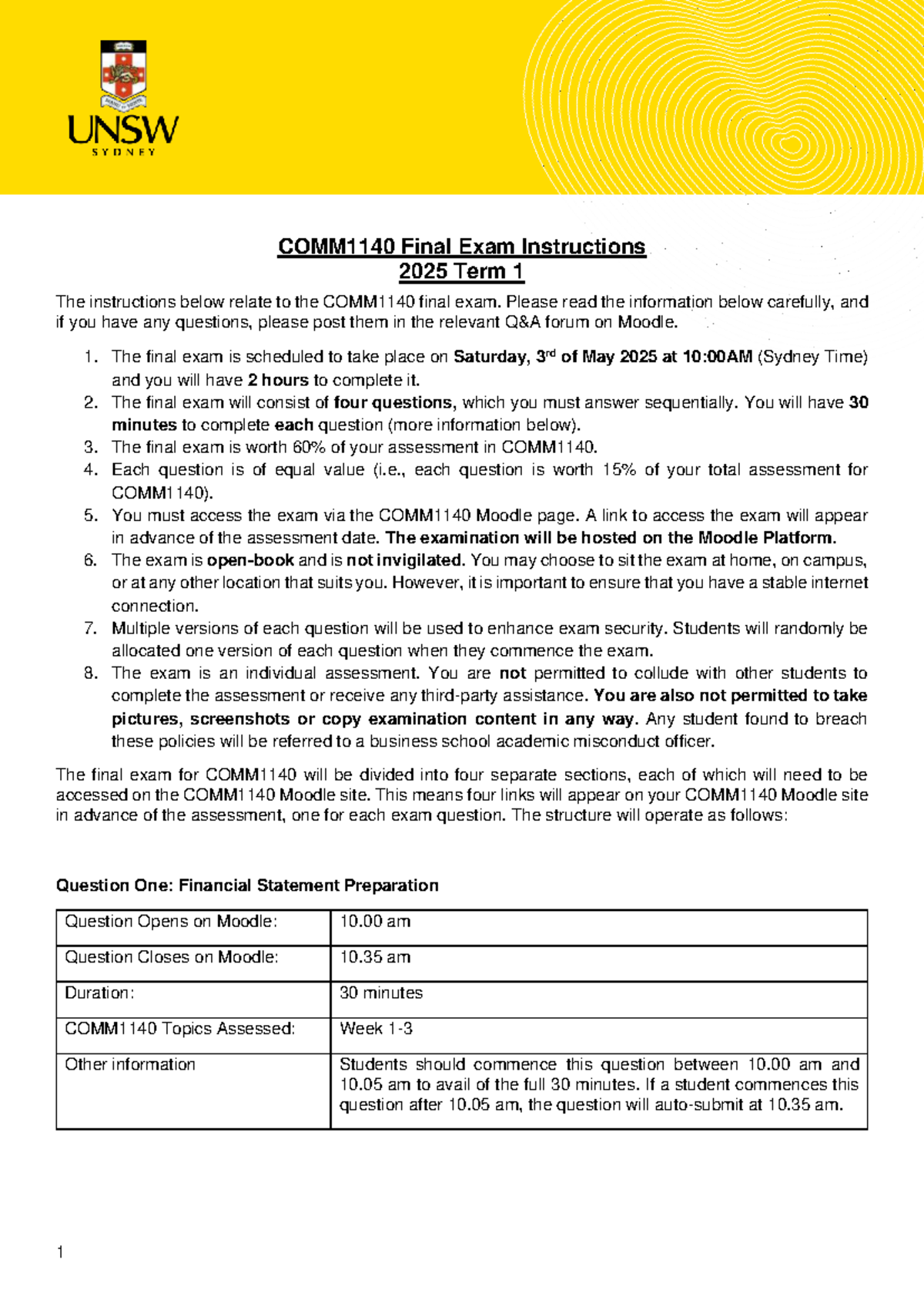 2025 T1 COMM1140 Final Exam Guidelines and Important Details - Studocu